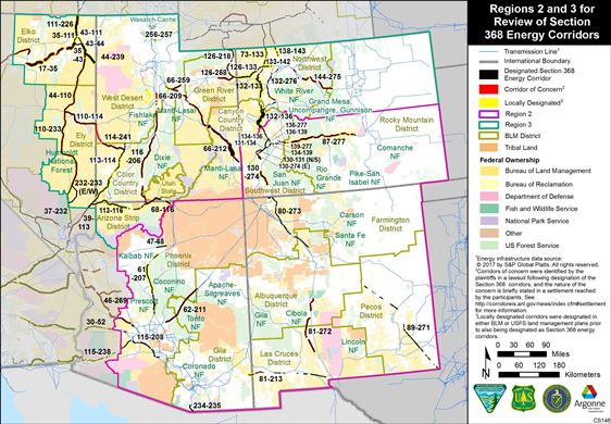 Regions 2 and 3 for Review of Section 368 Energy Corridors