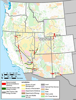 Map of Corridors to be Evaluated in the Section 368 Energy Corridor Revisions RMPA/EIS